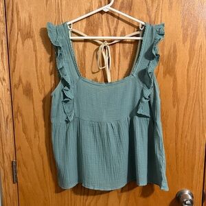Hem & Thread Sage Green Ruffle Tank Top
